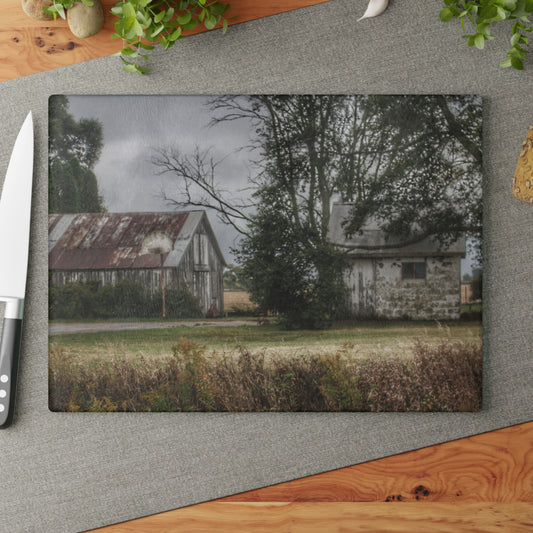 U R There Photography Richville Road Shacks Rustic Farmhouse Tempered-Glass Cutting Board