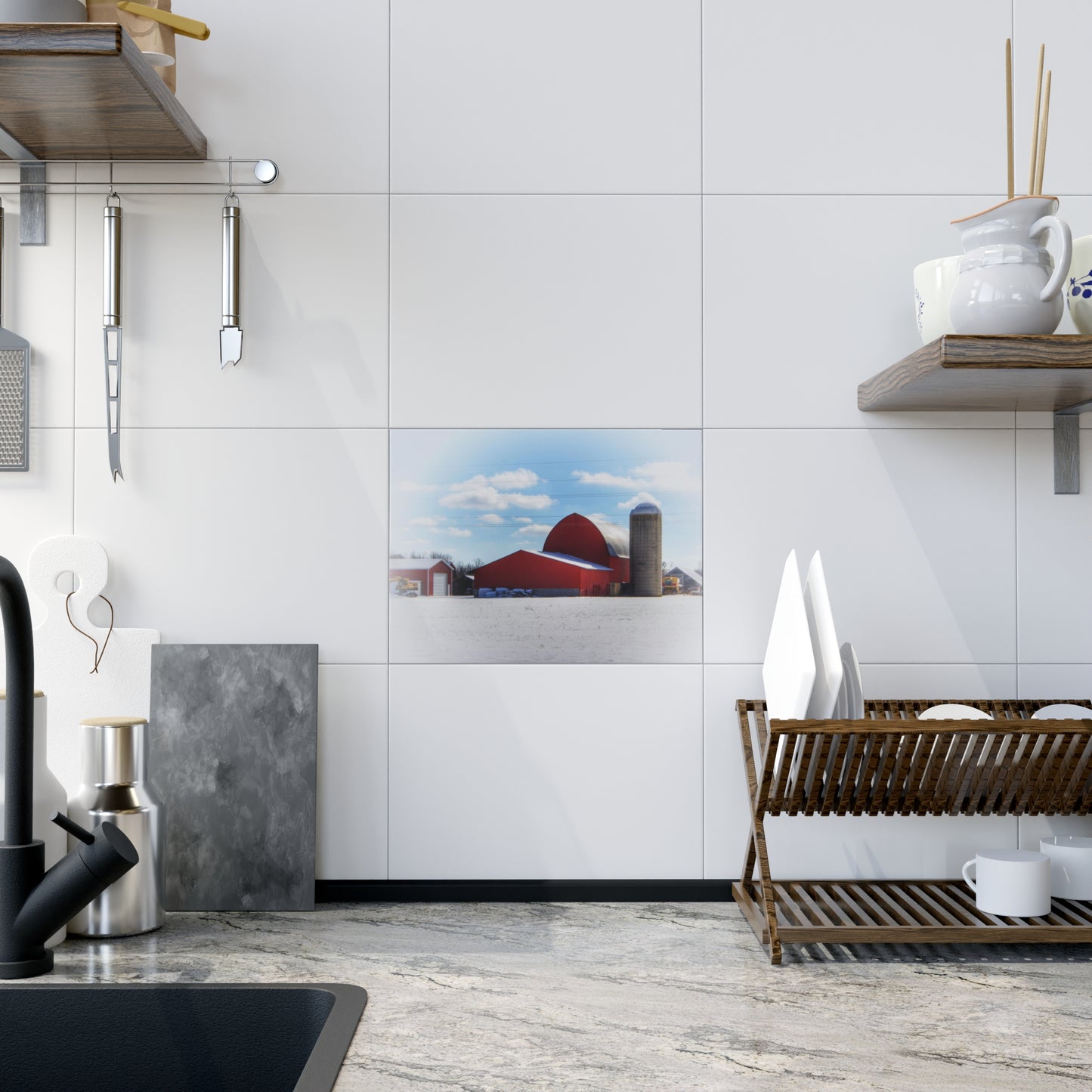 U R There Photography Barnes Road Reds Rustic Farmhouse Decorative Ceramic Tile