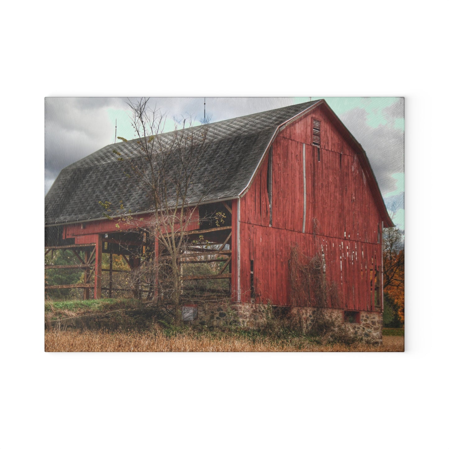 Barn Boutique Rustic Tempered-Glass Cutting Board| Laur Road Forgotten Red II