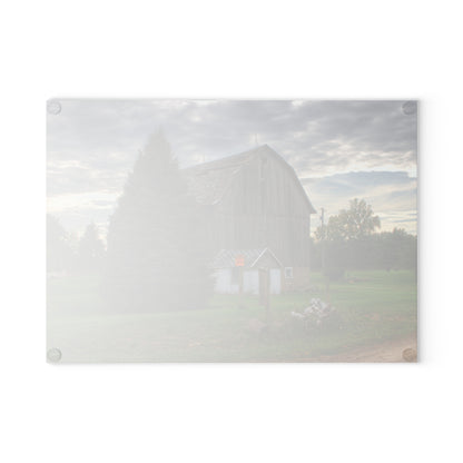U R There Photography Rich Road Falling Grey II Rustic Farmhouse Tempered-Glass Cutting Board