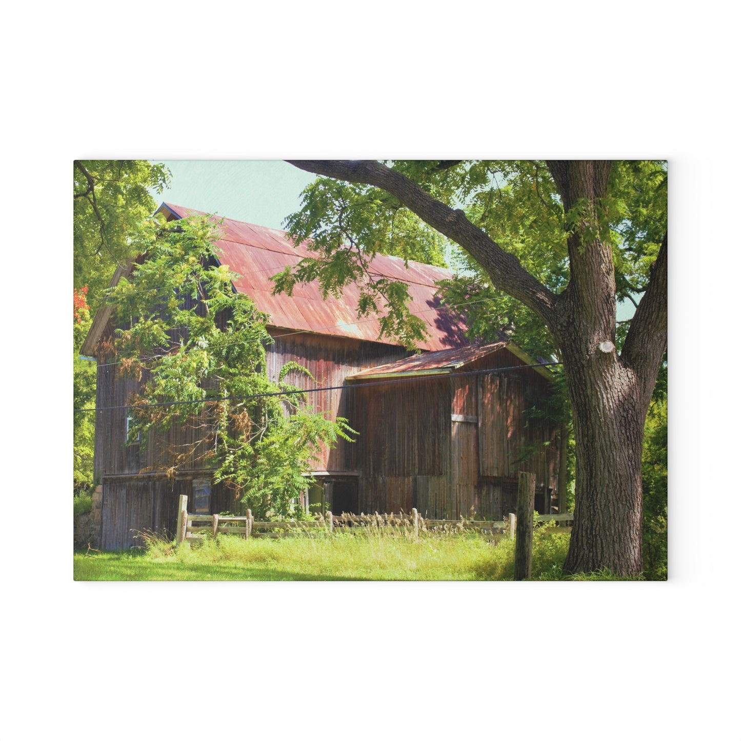 U R There Photography Oxford Rusted Red III Rustic Farmhouse Tempered-Glass Cutting Board 8"x 11"