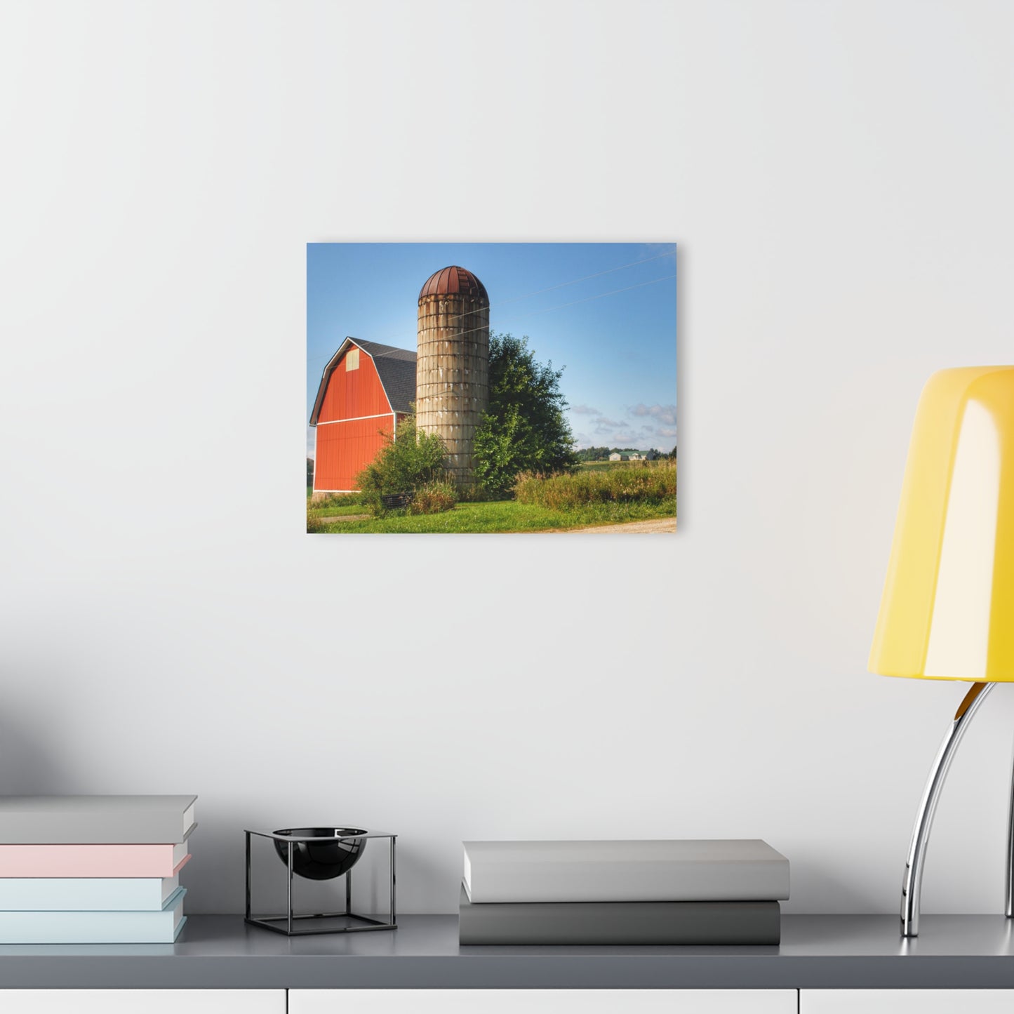 U R There Photography August Red and Silo Rustic Farmhouse Acrylic Wall Print