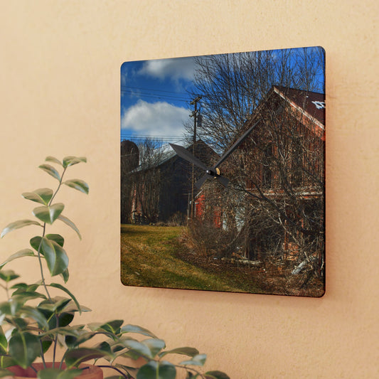 U R There Photography Buried Burnside Greys II Rustic Farmhouse Acrylic Analog Wall Clock