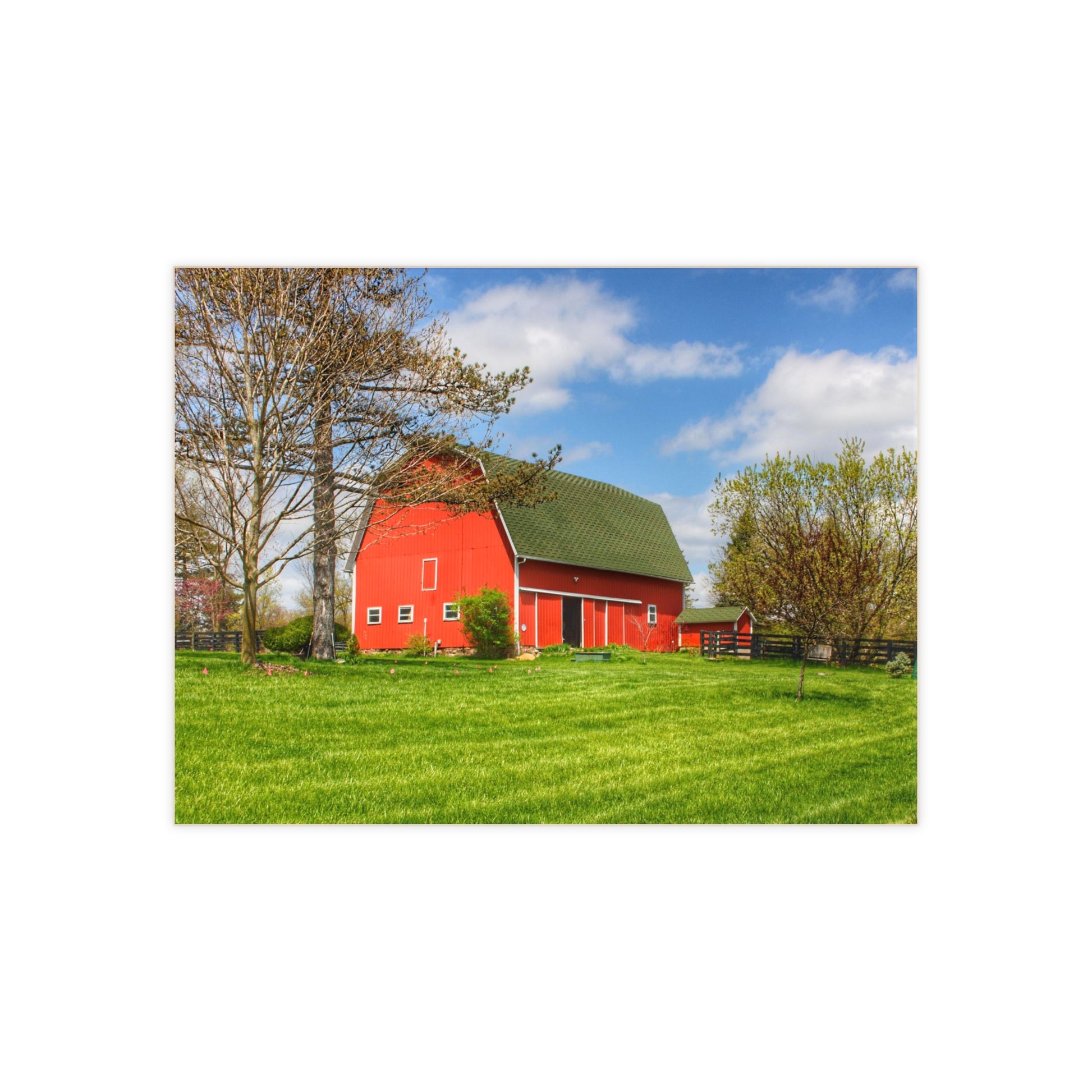U R There Photography Barber Road Red Rustic Farmhouse Decorative Ceramic Tile 6" × 8" Glossy