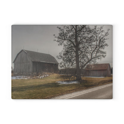 U R There Photography Roadside Greys Rustic Farmhouse Tempered-Glass Cutting Board