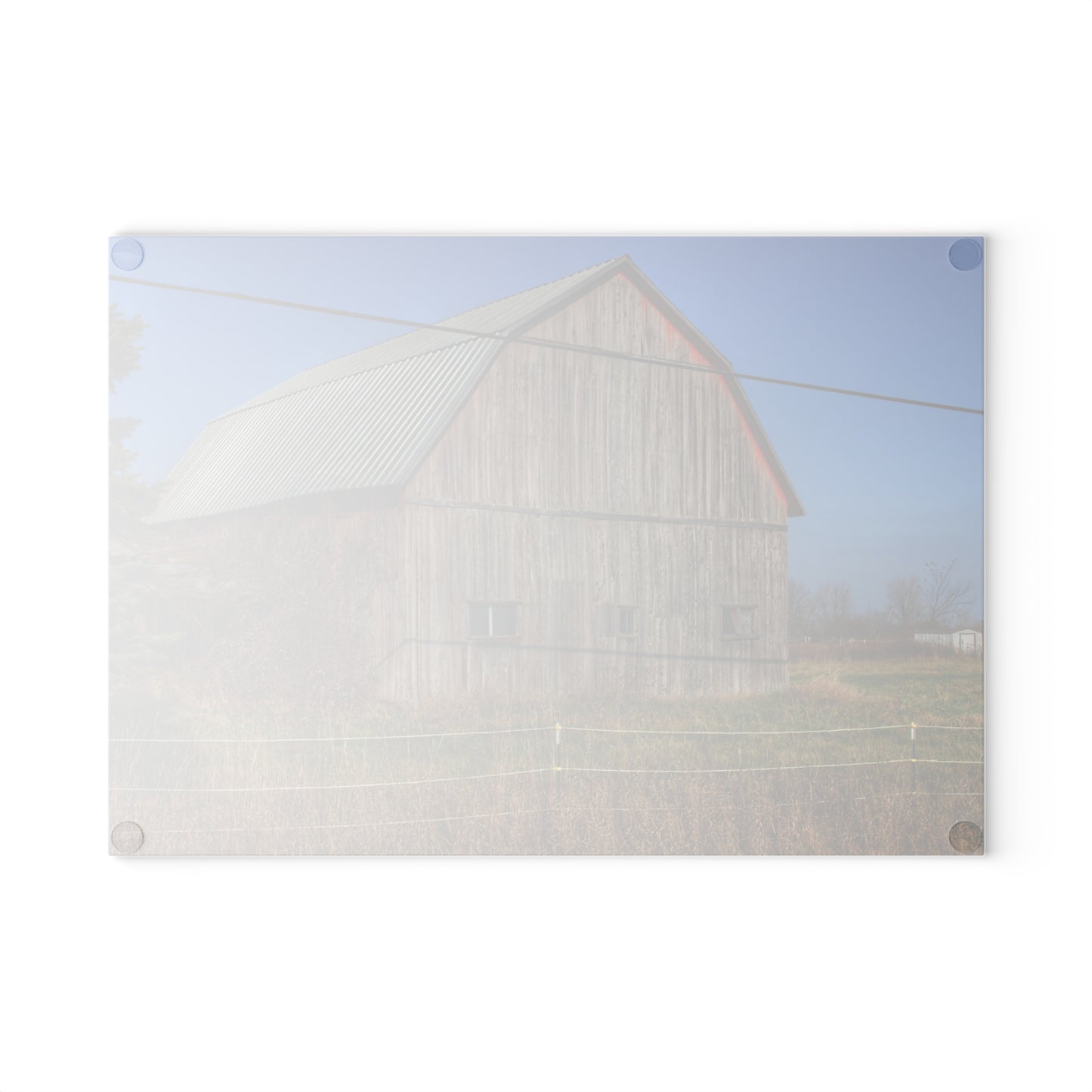 U R There Photography Dodge Road Grey I Rustic Farmhouse Tempered-Glass Cutting Board