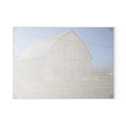 U R There Photography Dodge Road Grey I Rustic Farmhouse Tempered-Glass Cutting Board