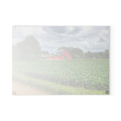 U R There Photography Block Road Reds Rustic Farmhouse Tempered-Glass Cutting Board