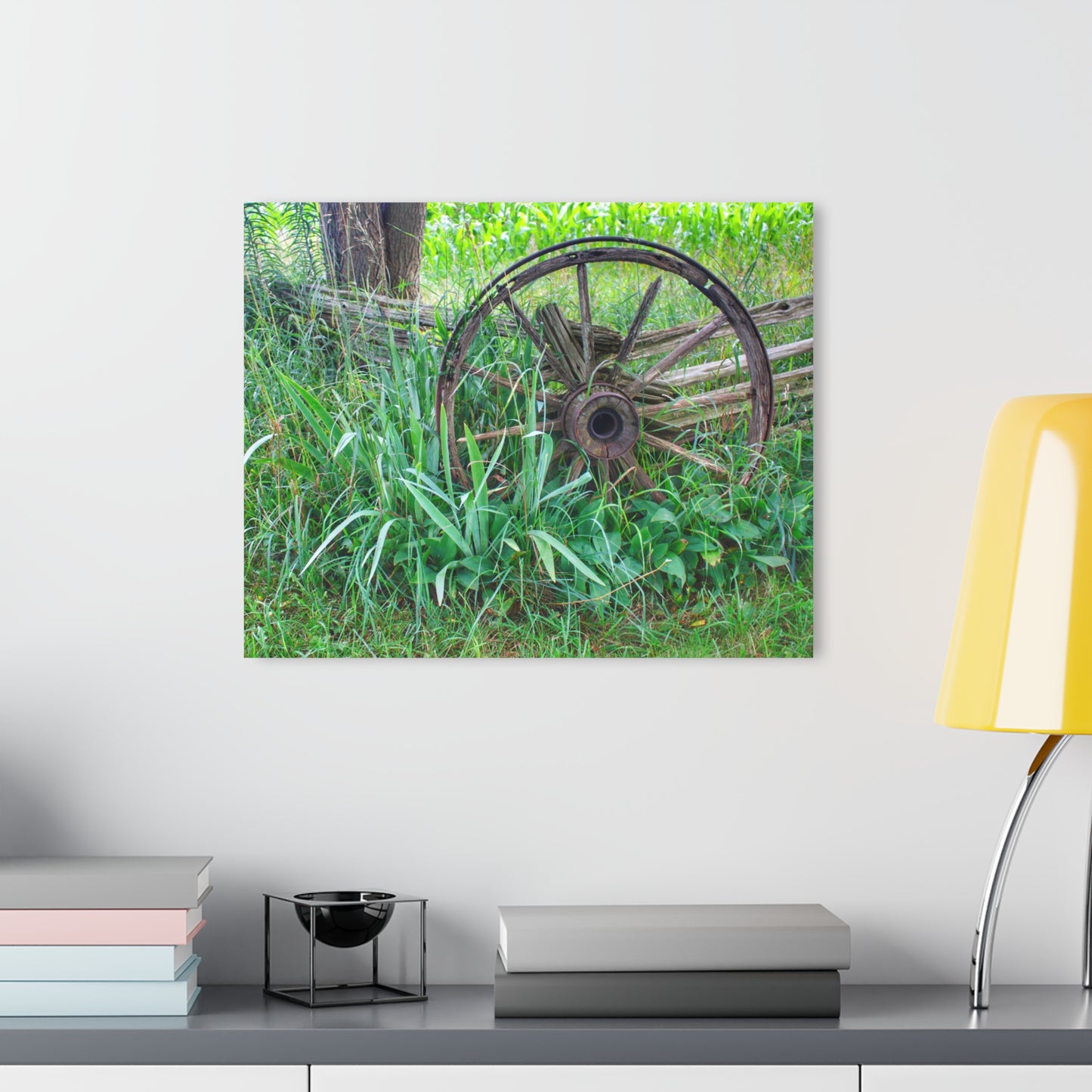 U R There Photography Wagon Wheel Fences Rustic Farmhouse Acrylic Wall Print