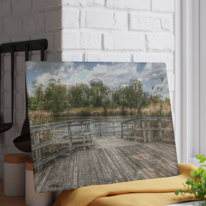 U R There Photography Bridge Overlooking Water Tower Park in Lapeer Rustic Farmhouse Tempered-Glass Cutting Board