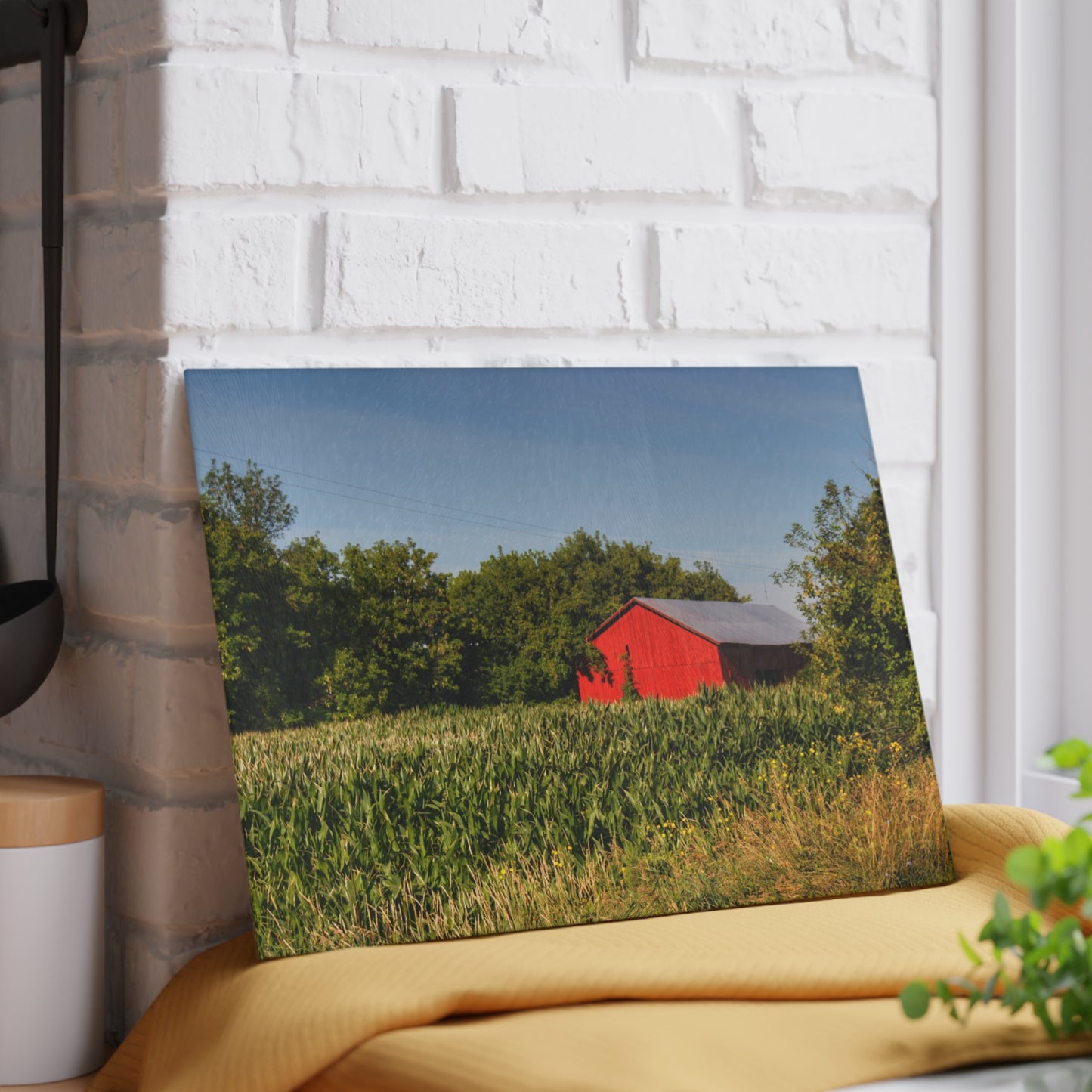 U R There Photography Willard Road Red II Rustic Farmhouse Tempered-Glass Cutting Board