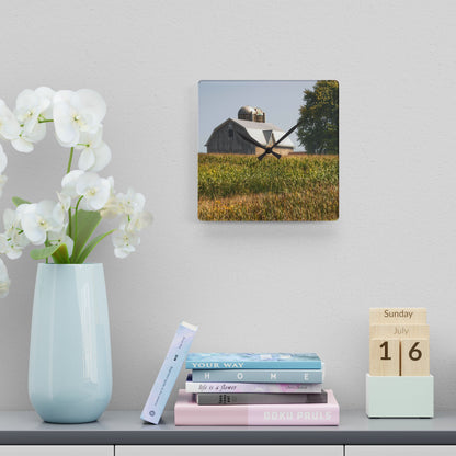 U R There Photography Beyond the September Corn on Swaffer Rustic Farmhouse Acrylic Analog Wall Clock