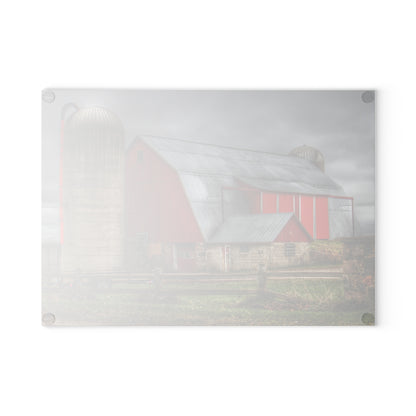U R There Photography Slattery Roadside Red II Rustic Farmhouse Tempered-Glass Cutting Board