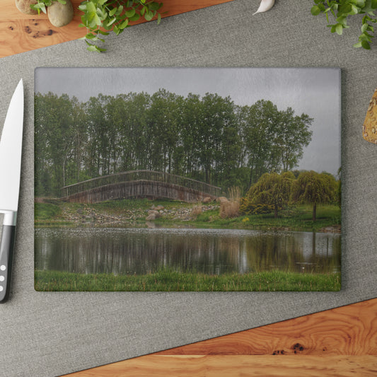 U R There Photography Bridge of Summer Road I Rustic Farmhouse Tempered-Glass Cutting Board
