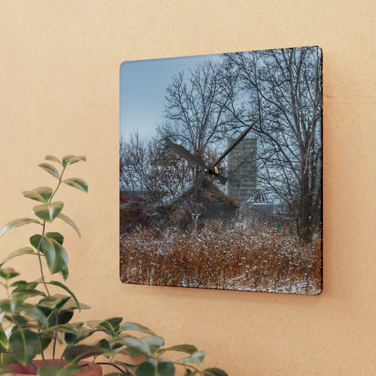 U R There Photography Wale Road Hidden Grey Rustic Farmhouse Acrylic Analog Wall Clock