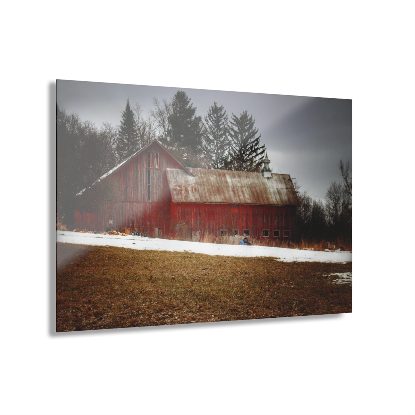 U R There Photography Blacks Corners Road Red Rustic Farmhouse Acrylic Wall Print