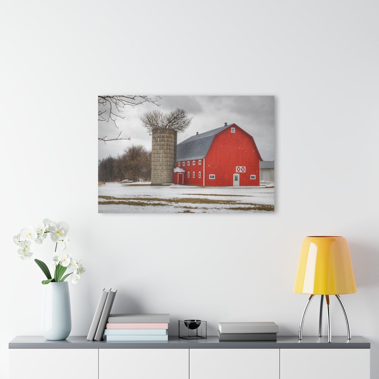 U R There Photography Hollow Corners Red Tree Silo I Rustic Farmhouse Acrylic Wall Print