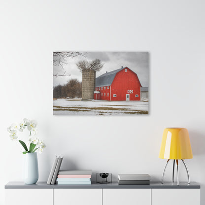 U R There Photography Hollow Corners Red Tree Silo I Rustic Farmhouse Acrylic Wall Print