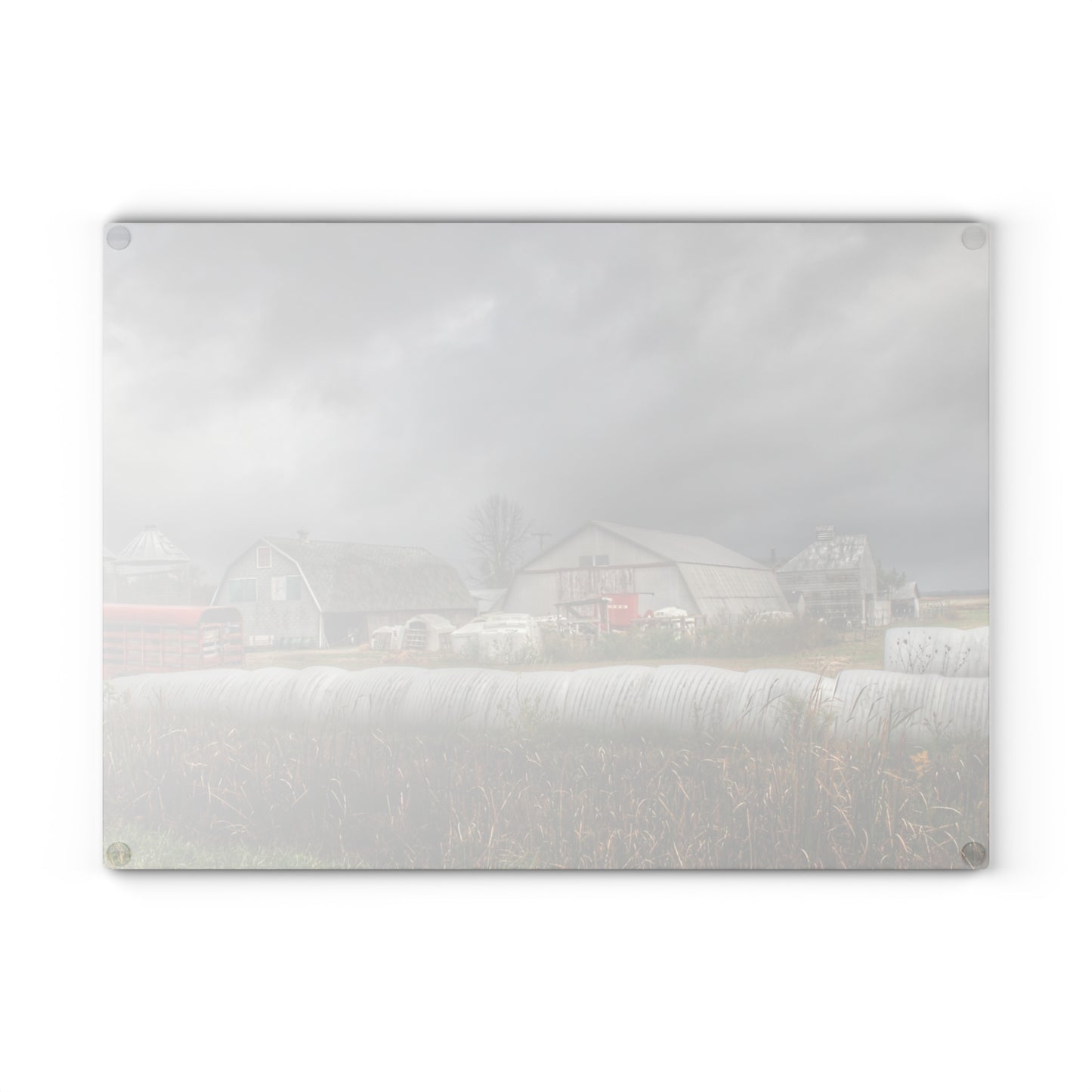 U R There Photography Waterman Road Grey I Rustic Farmhouse Tempered-Glass Cutting Board