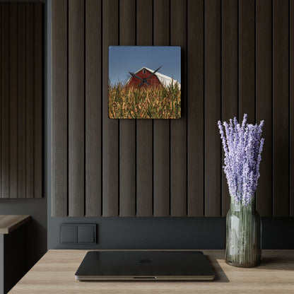 U R There Photography Beyond the Corn Rustic Farmhouse Acrylic Analog Wall Clock