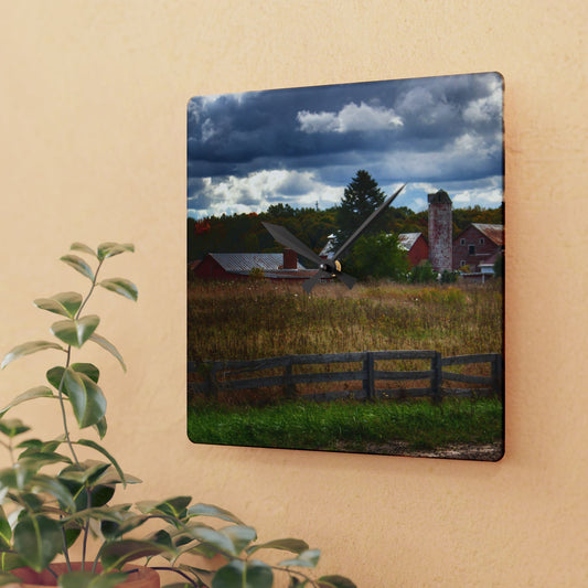 U R There Photography Baldwin Road Farm Rustic Farmhouse Acrylic Analog Wall Clock