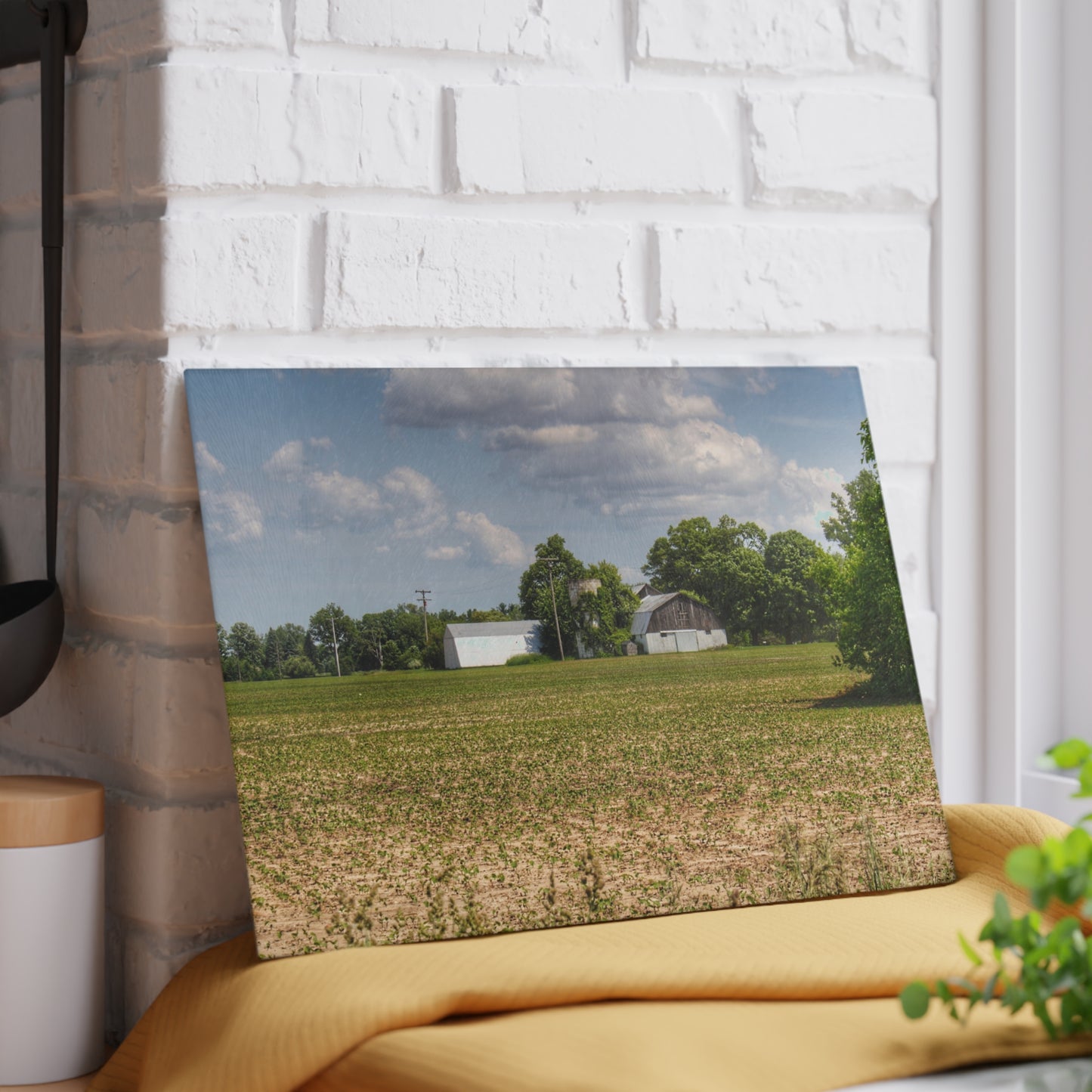 U R There Photography Willard Road White Rustic Farmhouse Tempered-Glass Cutting Board