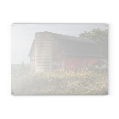 U R There Photography McDowell Road Old Red and Little White Rustic Farmhouse Tempered-Glass Cutting Board