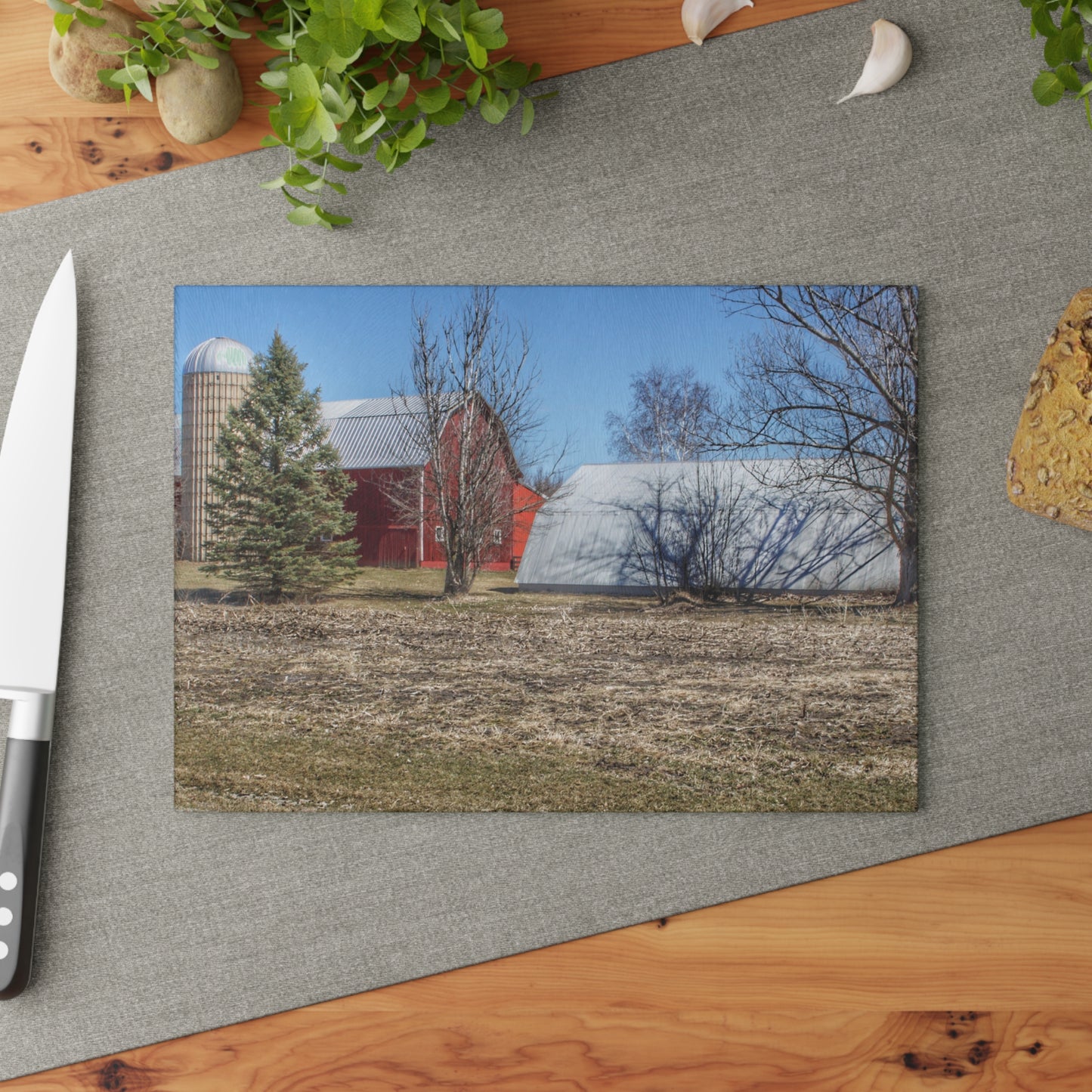 U R There Photography German Road Reds Rustic Farmhouse Tempered-Glass Cutting Board