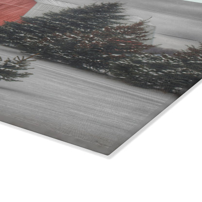 U R There Photography Vernor Road Red II Rustic Farmhouse Tempered-Glass Cutting Board
