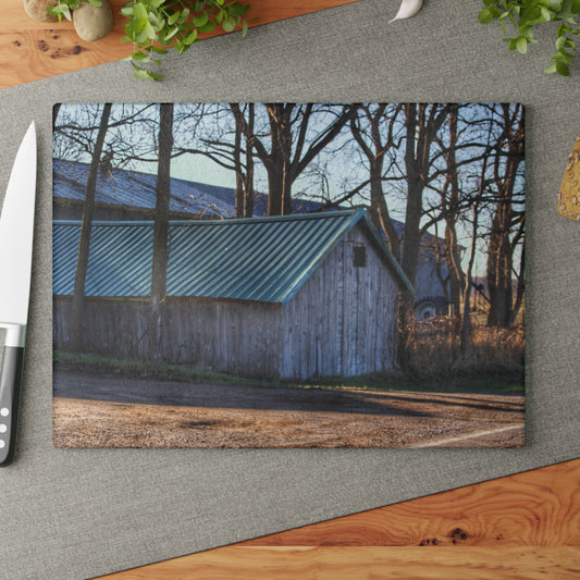 U R There Photography Baldwin Roadside Shack Rustic Farmhouse Tempered-Glass Cutting Board
