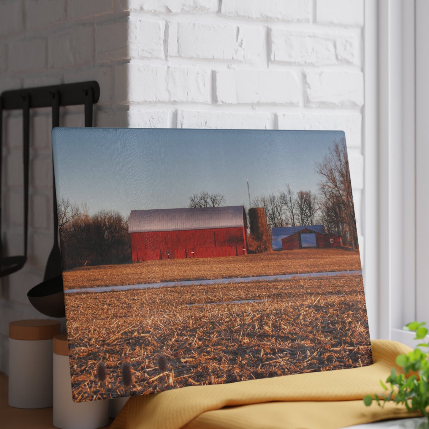 U R There Photography Early Spring on Catlin Road Rustic Farmhouse Tempered-Glass Cutting Board
