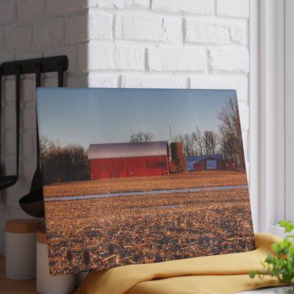 U R There Photography Early Spring on Catlin Road Rustic Farmhouse Tempered-Glass Cutting Board