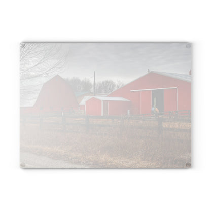U R There Photography January Reds Rustic Farmhouse Tempered-Glass Cutting Board