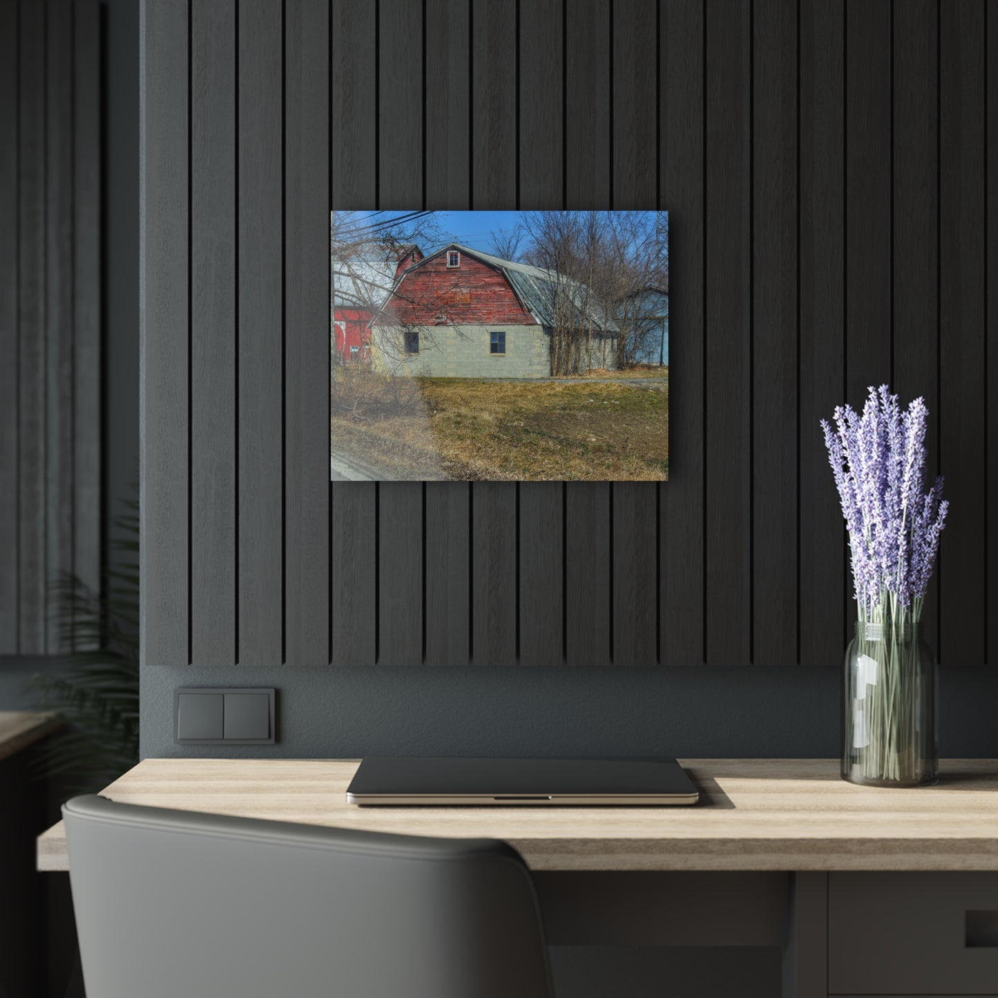 U R There Photography Indian Trail Block Barn at the Bend Rustic Farmhouse Acrylic Wall Print