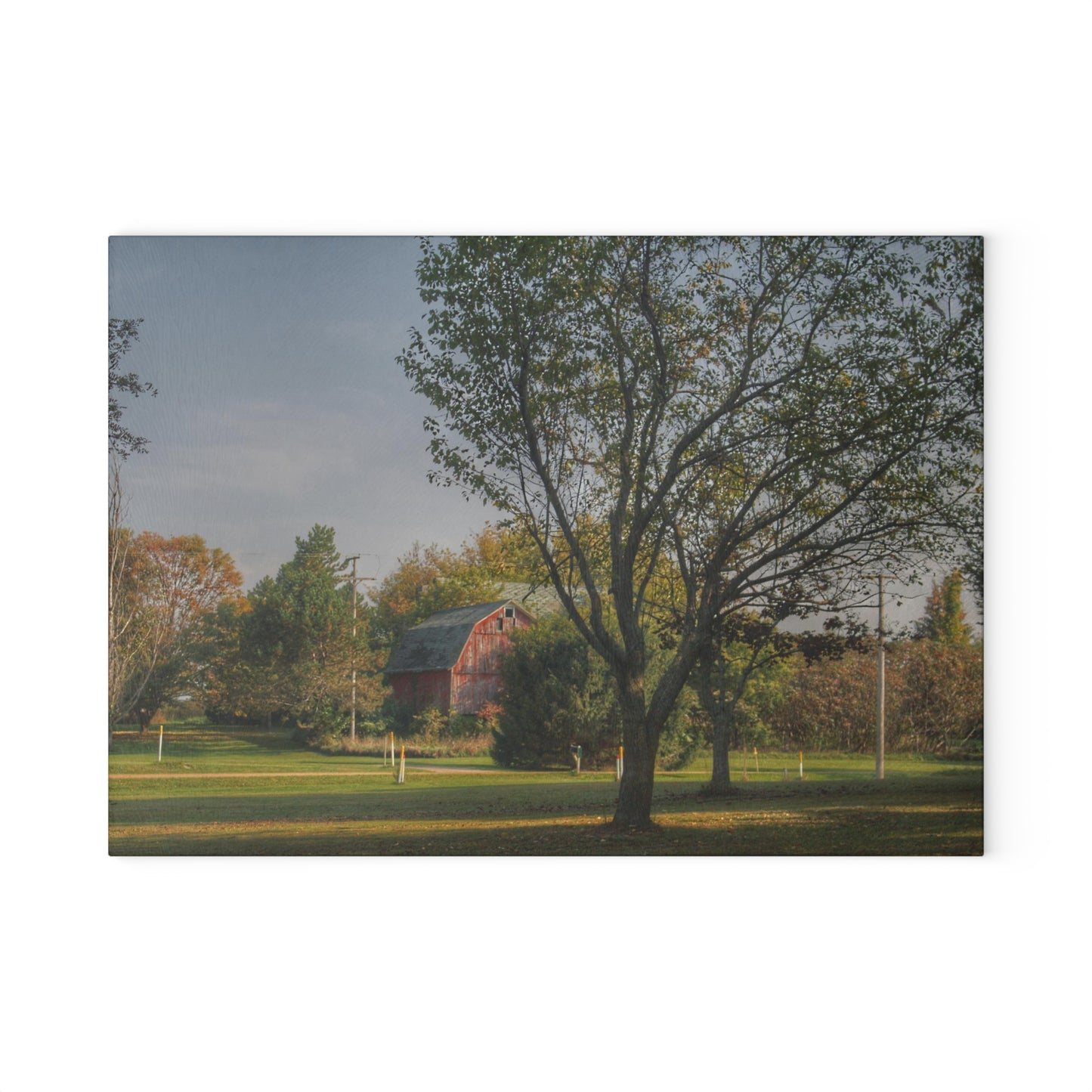 U R There Photography Belle River Red II Rustic Farmhouse Tempered-Glass Cutting Board