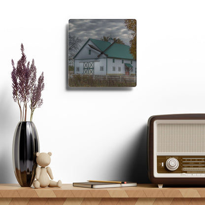 U R There Photography Millville White Rustic Farmhouse Acrylic Analog Wall Clock