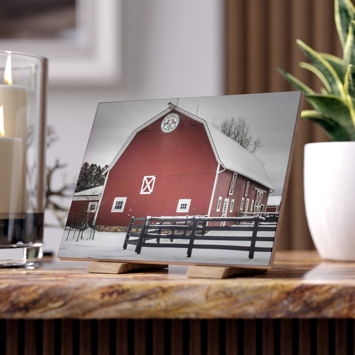 U R There Photography Barns of Barber Road III Rustic Farmhouse Decorative Ceramic Tile
