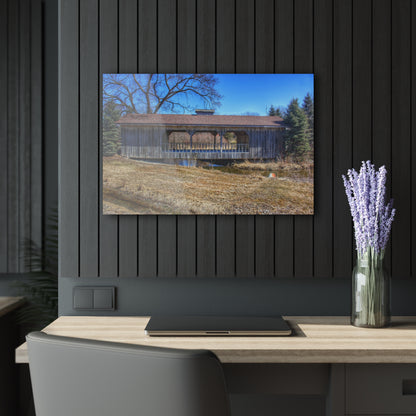 U R There Photography Covered Bridge of Campground Road II Rustic Farmhouse Acrylic Wall Print