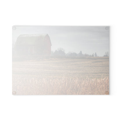 U R There Photography Bowers Road Red IV Rustic Farmhouse Tempered-Glass Cutting Board