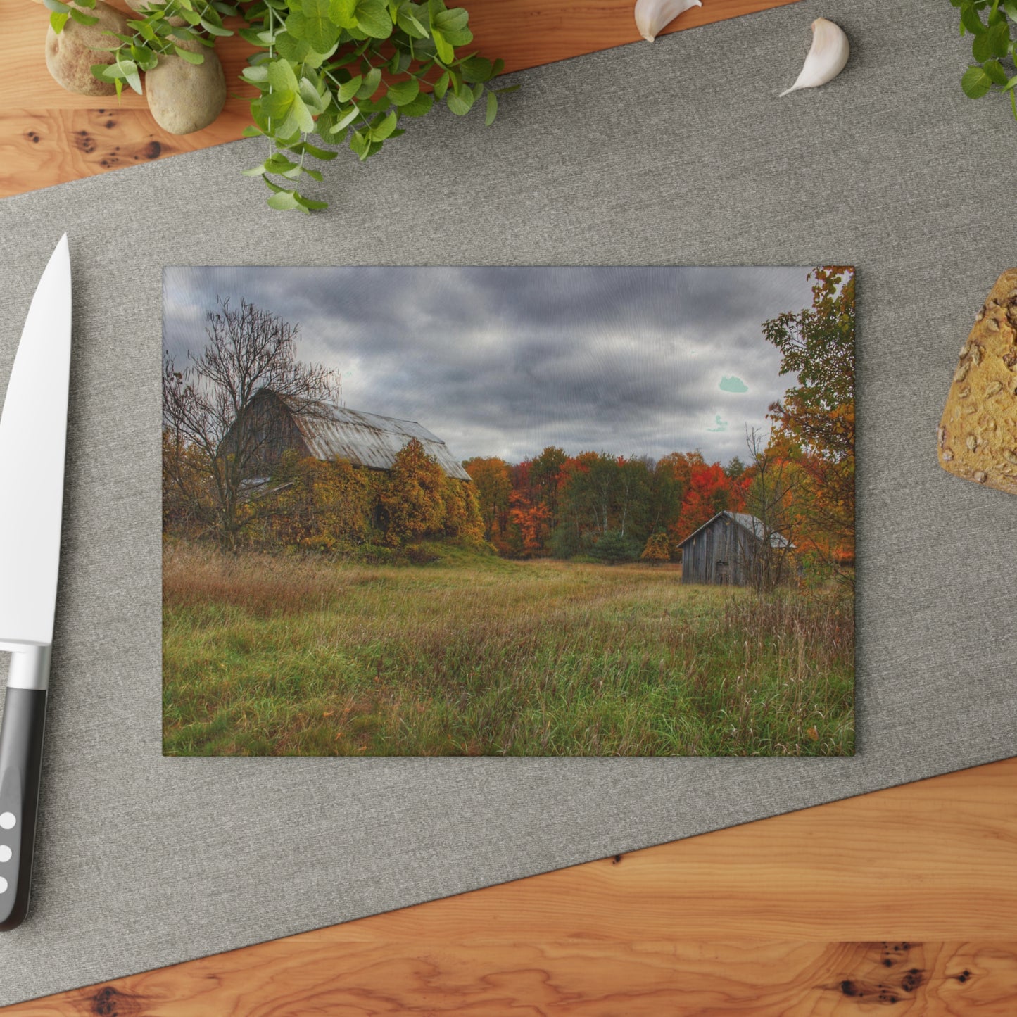 U R There Photography Church Road Grey and Little Grey Rustic Farmhouse Tempered-Glass Cutting Board