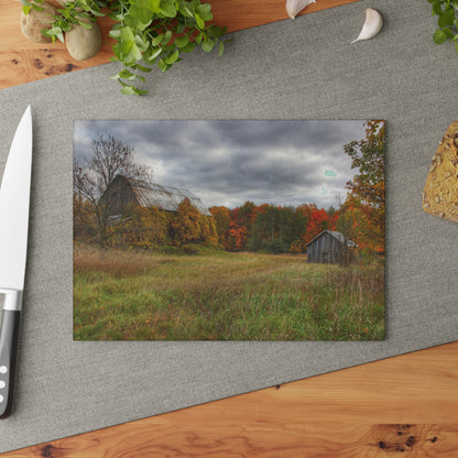 U R There Photography Church Road Grey and Little Grey Rustic Farmhouse Tempered-Glass Cutting Board