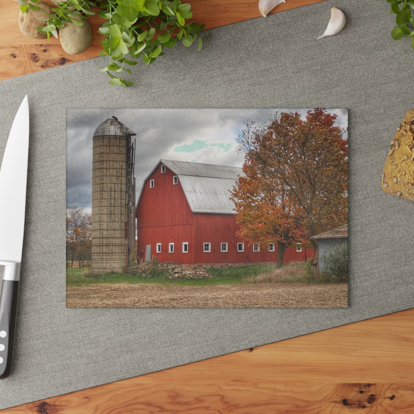 Barn Boutique Rustic Tempered-Glass Cutting Board| Brigham Road Red