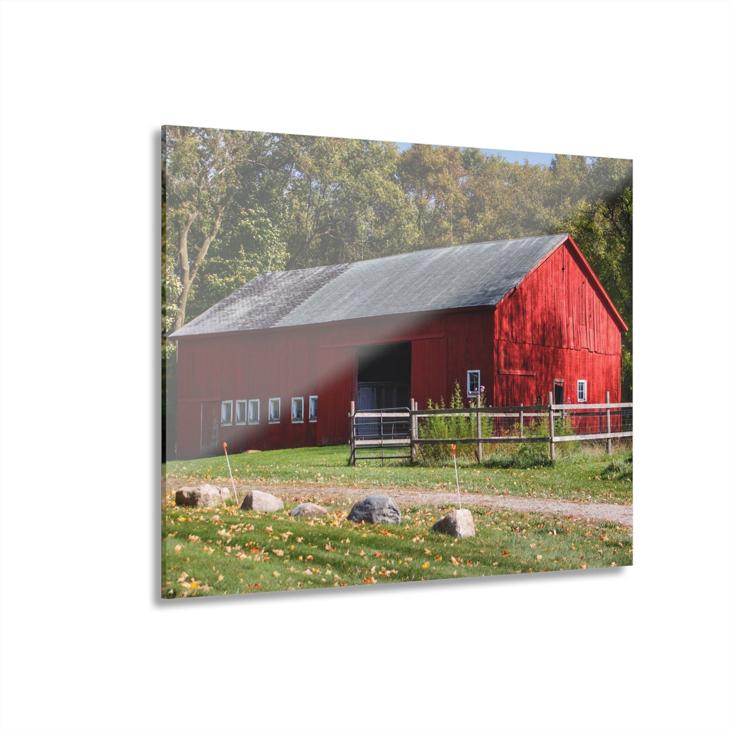 U R There Photography Hough Road Red II Rustic Farmhouse Acrylic Wall Print