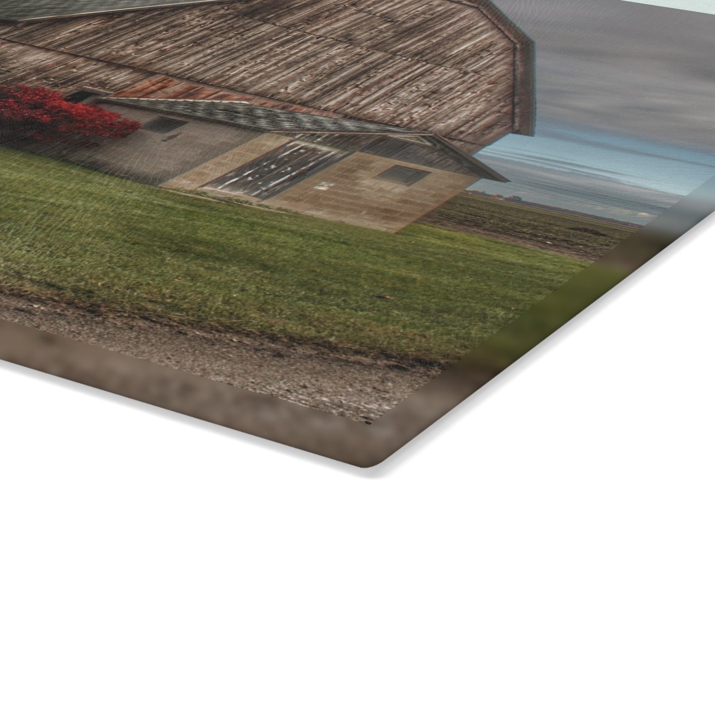 U R There Photography Roedel Road Red Rustic Farmhouse Tempered-Glass Cutting Board