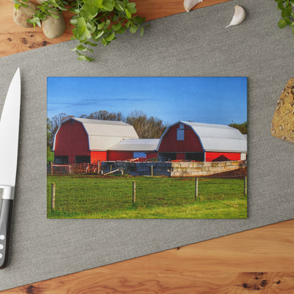 U R There Photography M-15 Reds Rustic Farmhouse Tempered-Glass Cutting Board