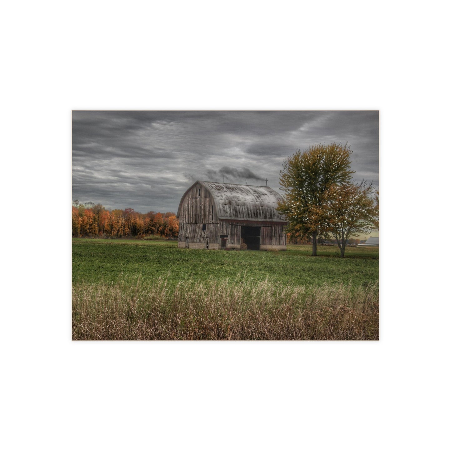 U R There Photography Bray Road Grey in the Fall Rustic Farmhouse Decorative Ceramic Tile