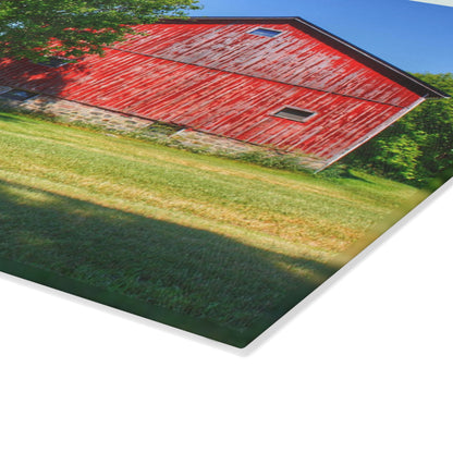 U R There Photography Five Lakes Red IV Rustic Farmhouse Tempered-Glass Cutting Board