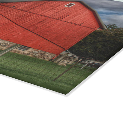 U R There Photography North Elba Road Red Rustic Farmhouse Tempered-Glass Cutting Board