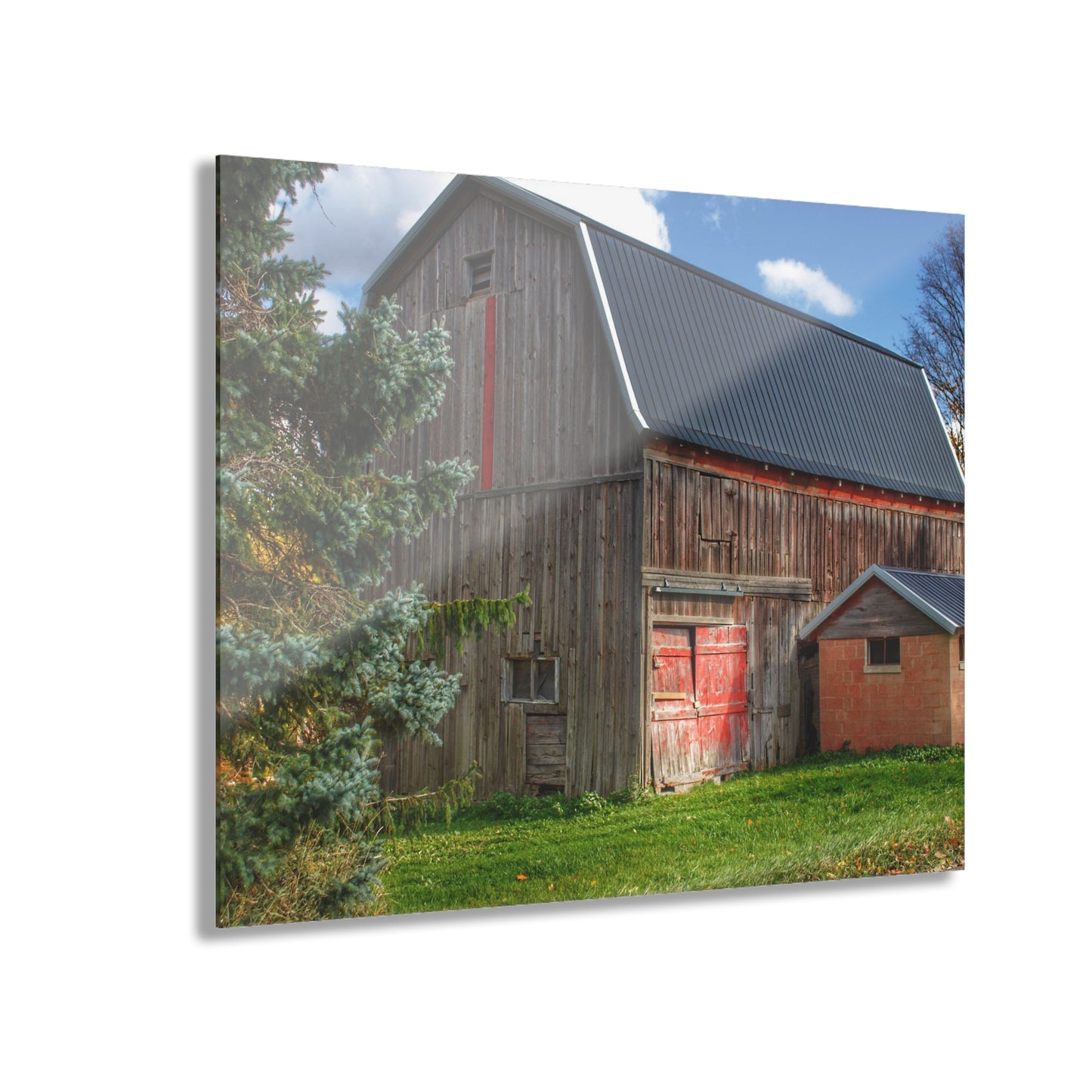 U R There Photography East Leonard Road Red Rustic Farmhouse Acrylic Wall Print