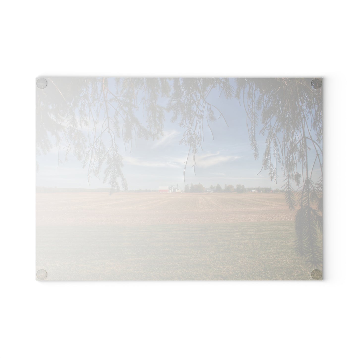 U R There Photography Cass City Farm Rustic Farmhouse Tempered-Glass Cutting Board
